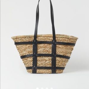 H&M Straw Bag with faux leather straps